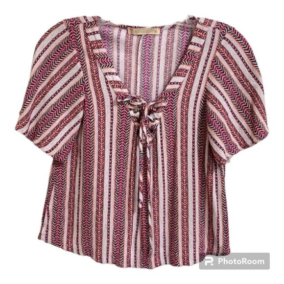 Aquamar Smocked Striped blouse size M - Picture 1 of 3